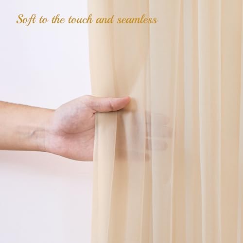 30x8ft Champagne Tulle Backdrop Curtain with Lights String for Parites, Sheer Backdrop Curtains for Wedding Baby Shower Birthday Party Photo Shoot Decorations - Image 6