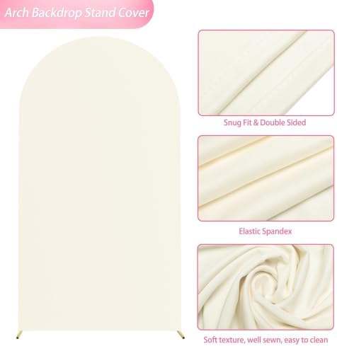 Wokceer 6.6FT Arch Backdrop Stand and Cover Set,Arch Stand with Ivory Cover - Image 5