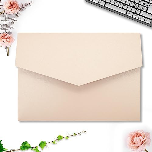 25 Pieces A7 Pocket Invitations (5.12 x 7.09) Trifold Wedding Invitation Cards for 5x7 Invites Wedding Bridal Shower Engagement Birthday Sweet 16 (Pearl Blush) - Image 3