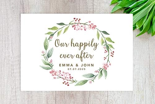 Andaz Press Custom Personalized Disposable Paper Placemats, 12 x 18 Inch, Set of 25, Our Happily Ever After Gold, Tableware, Dining, Tabletop, Table Setting for Wedding, Bridal Shower - Image 2