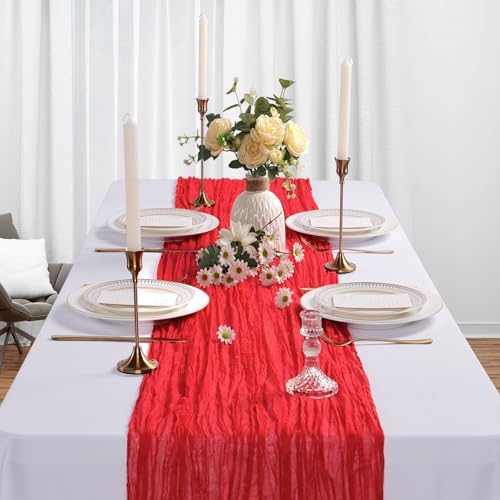 12 Pack 35 x 120 Inch Red Table Runner Cheesecloth - Image 3