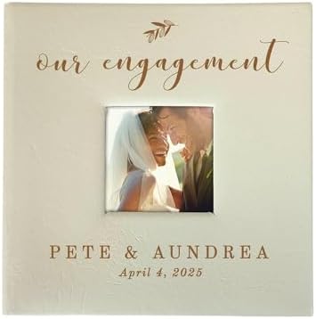 Small Personalized Engagement Photo Album Cream Leatherette Holds 100 Photos Proposal Gift by GiftsForYouNow