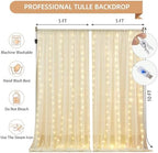 10x10FT Beige Wrinkle Free Backdrop Curtains with Lights String for Parties - Photo Curtain Backdrop with Lights for Wedding Decorations, Bridal Baby Shower Birthday Party Photography Background - Image 6