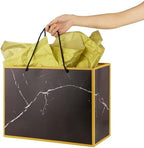 Cmecial 10 Marble Extra Large Gift Bags with Tissue Papers, 16" Gold Black Gift Bags Large with Handles, Black Paper Groomsmen Paper Gift Bags Large Size, Large Gift Bags for Presents - Image 3