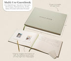 Real Linen Guest Book Set - 11.5 x 8.5 Embossed Guestbook for Weddings, Showers, Events, Blank & Lined, Comes with Sign, Pen, Box and Photo Sleeves, 120 Pages (Leaf) - Image 5