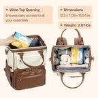 BabbleRoo Leather Diaper Bag Backpack, Multifunction Large Bags with Changing Pad & Stroller Straps & Pacifier Case, Unisex Stylish Travel Back Pack Nappy Changing Bag for Moms Dads (Coffee Cream) - Image 3