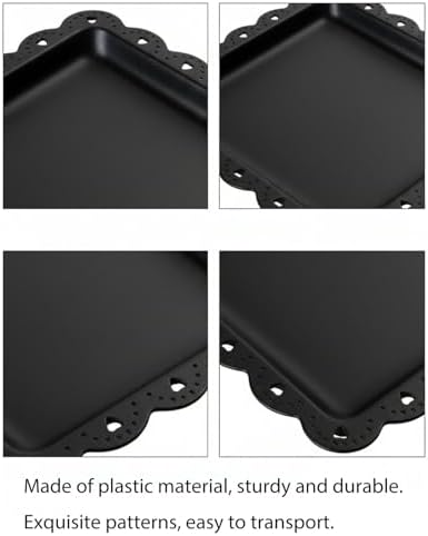 Plastic Serving Tray, 24 Pack Catering Trays Square Serving Platters Fast Food Trays, Reusable Plastic Tray For Party Anniversary Wedding Christmas Baby Shower (Black) - Image 3