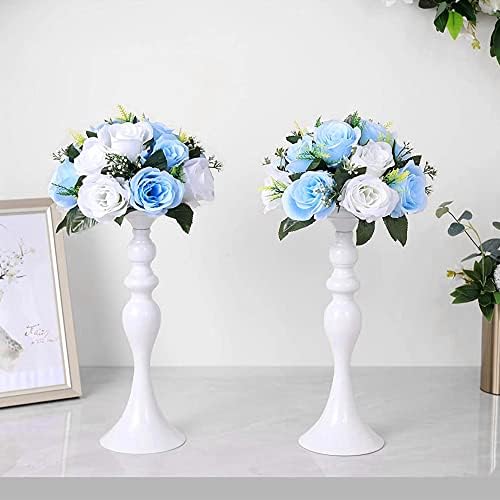 10Pcs Artificial Rose Balls for Centerpieces (Blue & White) - Image 4