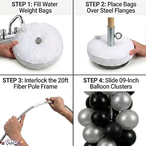 PMU DIY Professional Balloon Arch Premiere Kit (Black and Silver) Balloon Garland for Party Decoration, Decoration Kit for Birthday Party, Wedding, Graduation, Baby Shower (41697-61646-73005) Pkg/1 - Image 6