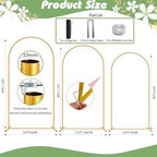3 Pack Metal Wedding Arch (6FT, 5FT, 4FT) Backdrop Gold Balloon Stand - Image 3