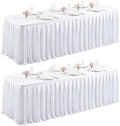 2 Packs White Satin Tablecloths Rectangle 6FT, Glitter Fitted Stretch Table Covers Wrinkle-Free Floor Length Shimmer Table Skirt for Weddings Parties Baby Shower Banquets Vendor Events by Partisky