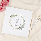 Andaz Press Personalized Wedding Guestbook with Gold Accents, Geometric Greenery Design White Guest Sign in Guest Registry 120 Pages 8.5 X 8.5 Memories Book for DIY, Scrapbook, Photo Album - Image 2