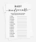 All Ewired Up 150 Piece Minimalist Baby Shower Games for 50 Guests, Trivia, Predictions & Advice, Word Scramble, Thick Card Stock - Image 3