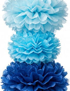 FOMIYES 1 Set Paper Flowers Party Decorations - 8/10/12" Blue Tissue Pom Poms for Weddings, Birthdays, Baby Showers, Tea Party, Summer, and Festive Ceiling Hanging Decor - Image 3