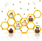 Fairysandy 12 Pcs Mini Honeycomb Cupcake Stand 50 Tiny Wooden Bee, Gold by FairySandy