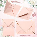 Mimorou 100 Pcs A7 Invitation Envelopes Bulk for 5" x 7" Cards V Flap Foil Border Luxury Self Adhesive Mailing Envelope for Wedding Baby Shower Bridal Birthday Party(Blush Pink, Rose Gold) - Image 2