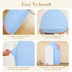 Blue and White Arch Cover Set of 2 Spandex 7.2 and 6ft Arch Backdrop Cover Wedding Arch Stand Covers for Baby Shower Boy Birthday Party Bridal Shower Banquet Photo Background Decorations - Image 6