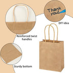 PINWATT 120Pcs Mini Gift Bags Bulk Kraft Paper Bag - 4.7"x2.4"x6.5" Small Brown Gift Bags for Party Favors, Shopping, Wedding, Retails, Birthday, Baby Showers - Image 5
