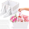 Fuyoo 8 Pack White Basket for Gifts Empty 10x8" Thick Scalloped Gift Bags by Liraitoya