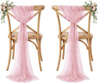 MDS Pack of 75 Chiffon Chair Sashes for Wedding & Event Décor - Dusty Rose by MDS