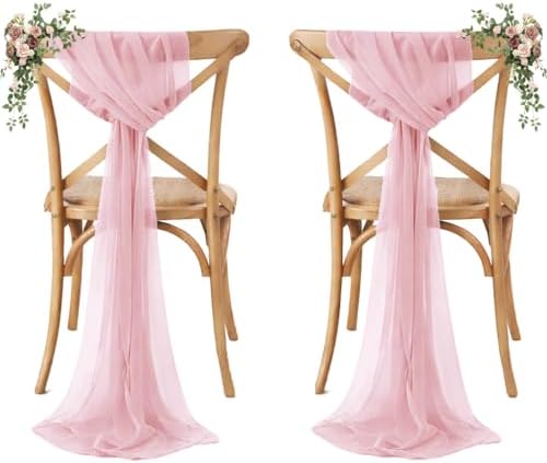 MDS Pack of 75 Chiffon Chair Sashes for Wedding & Event Décor - Dusty Rose by MDS