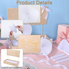 Aodaer Heart Shaped White Paper Wedding Fans with Wooden Storage Box 150 Folding Handheld Fans Satin Ribbon for Wedding Party Favors Bridal Shower DIY Crafts Event Decorations - Image 4