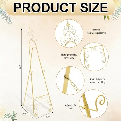 Easel Stand for Sign, Elegant, Gold, 1 Pcs - Image 2