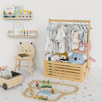 BAMBOOHOMIE Baby Shower Crate Closet, Baby Baskets with Hangers Handle, Baby Crate Box for Baby Shower, Welcome Gift Basket for Newborn Baby, Pregnancy Gift for New Parents (Natural, Large Size) - Image 5