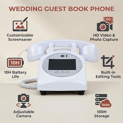 RetroVox Video & Audio Guest Book Wedding Phone Guestbook Creative Easy to Use & Fun Engagements Anniversaries Baby Showers Graduation (C Blue) - Image 3