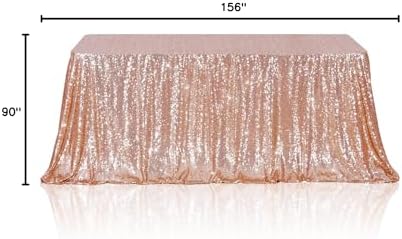 Poise3EHome Rose Gold Sequin Tablecloth 90×156 Inch Rectangle Sparkly Fabric Table Cloth for Birthday Wedding Party Christmas Holiday Baby Shower Decoration - Image 6