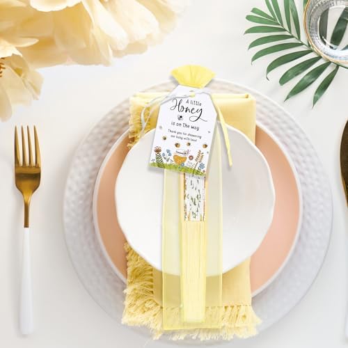 Threehoney 25 Pack Bee Baby Shower Favors with Paper Fans, Tags and Bags - Image 5