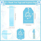 Threehoney 25 Set Baby Shower Favors for Guests, Folding Paper Fans, Blue - Image 3