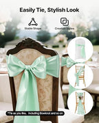 VEVOR Satin Chair Sashes Bows, Chair Ribbon Ties Back Sash, 7 x 108 inch, Wedding Reception Decoration, for Wedding Ceremony Baby Shower Party Events Banquet Cover Decoration (Light Green, 100pcs) - Image 4