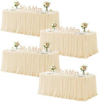 HB HBB MAGIC Champagne Table Cloth Spandex Table Covers 6ft Fitted Tulle Tablecloth Rectangular Desk Skirt Stretch Table Cloths Covers Party Banquet Birthday Baby Shower Wedding Table Cloth, 4 Pack by HBBMAGIC