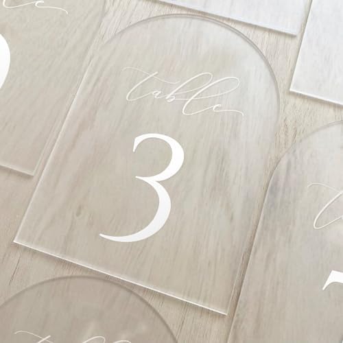 Frosted Arch Table Numbers for Wedding, 5x7 Inch Acrylic Table Numbers 1-10 with Stands, Frosted Acrylic Arch Tabletop Sign with Holder for Centerpiece, Reception, Wedding, Party, Event - Image 4