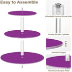 J JOYSAY Purple Pattern Acrylic Cupcake Stand 3 Tier Dessert Table Display Set Clear Cake Stands for Wedding Party Baby Shower Decorations Easy Assembly Pastry Tower - Image 2