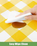 Smiry 8 Packs Gingham Disposable Table Cloth, 54 x 108 Inch Waterproof Plastic Tablecloth, Rectangle Yellow and White Checkered Table Covers for Picnic, Birthday, Party - Image 4