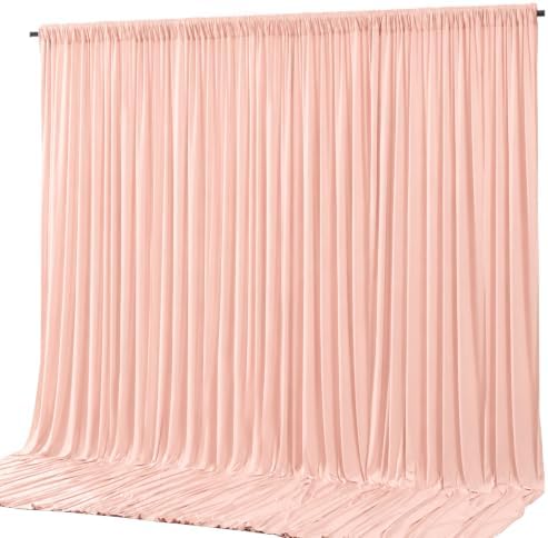 10x10ft Blush Pink Backdrop Curtain Panels for Parties - Wrinkle Free Polyester Photo Curtain Backdrop Wedding Back Drop Fabric Drapes for Party Decorations Background for Photography by WishCare