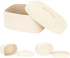 Sea Team Oval Storage Basket, Woven Cotton Rope Basket with Lid, Cream - Image 5