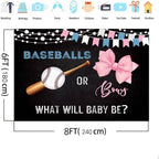 MEHOFOND 8x6ft Baseballs or Bows Gender Reveal Backdrop for Black Boy or Girl What Will Baby Be Decorations Banner Pink Bows Gender Reveal Baby Shower Photography Background Cake Table Supplies - Image 4