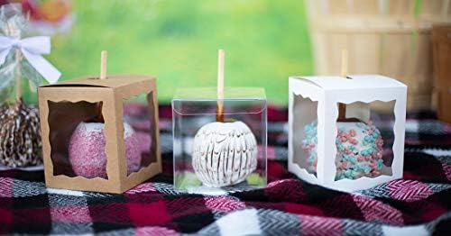 4x4x4 Caramel Apple Boxes With Hole for Sticks, 25 Pack, Clear Gift Box For Candy, Cupcakes, Macarons, Cookies, Party Favors, Bakery, Wedding, Baby Shower, Ornaments, Food Safe Crystal Clear Display - Image 4