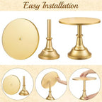 HBlife 3 PCS Gold Cake Stand Set (8"/10"/12" Cake Plate), Metal - Image 3