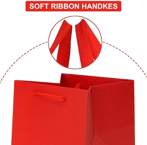AZOWA Red Square Gift Bags with Tissue - 12 Inch Paper Bags with Handles Birthday Party Favor Christmas Wedding Gift Box Flowers Decoration (10 PCS, 12x12x12 in) - Image 3