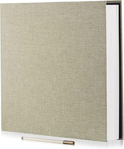 Large Photo Album Self Adhesive Scrapbook Album for 4x6 6x8 8x10 Pictures 12.6"x11" Inch 40 Pages Linen Cover Magnetic Photo Album with A Metallic Pen and DIY Sticker(Grass Green) by HoneyTolly