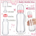 Trelaco 12 Pcs Pink Bow Themed Baby Shower Game Bottle Chug Wooden Sign Set - Image 4
