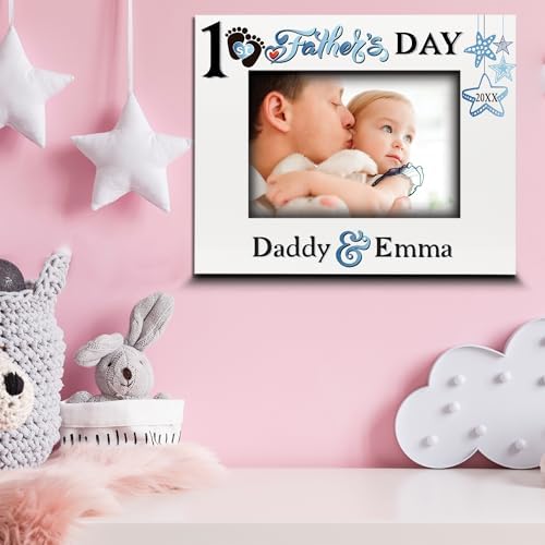 BELLA BUSTA- Personalize Baby First Year Memory Keepsake Picture Frame-Nursery Decor (1st Father's day (5x7 Horizontal)) - Image 3