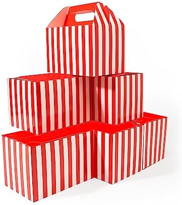 Happyhiram 40 Pack Christmas Red Striped Large Gable Boxes, 9x6x6 Inch by HappyHiram