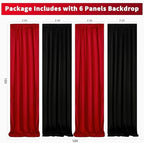 Party Backdrop Curtain 10ftx10ft - Red Black Wrinkle Free Satin Drapes - Image 5