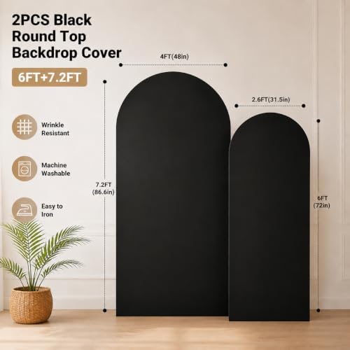 Black Arch Cover 7.2 and 6ft Spandex Arch Backdrop Cover Set of 2 - Image 5