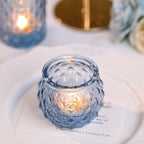 DARJEN Blue Votive Candle Holders Set of 24- Round Candle Holders Bulk, Glass Candle Holder for Vintage Decoration, Tea Lights Candle Holders for Wedding Shower, Party & Gift - Image 3